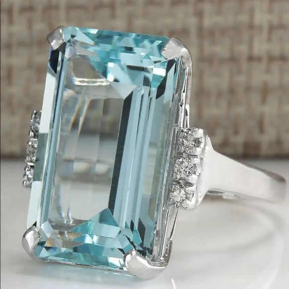 Jewelry - Silver Women Jewelry Aquamarine Bridal Ring